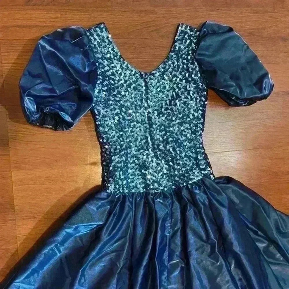 VTG Mike Benet Formals Blue Puff Sleeve Sweetheart Ribbon Prom Dress Size XS - Picture 9 of 11